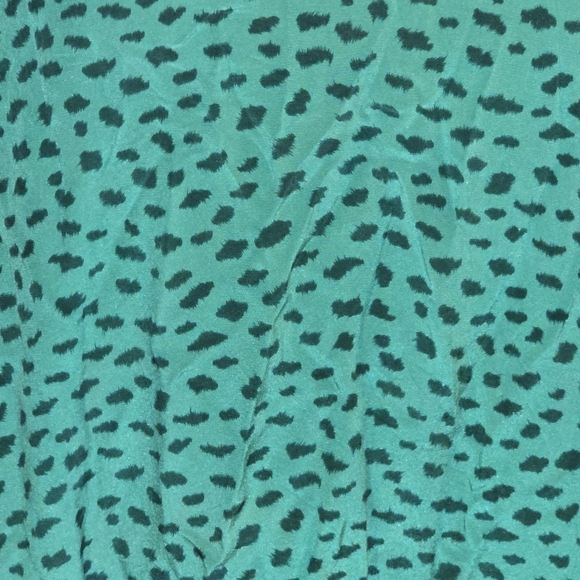 Joie 100% Silk Teal Green Leopard Ruffle Mini Dress Size Large - Picture 7 of 10